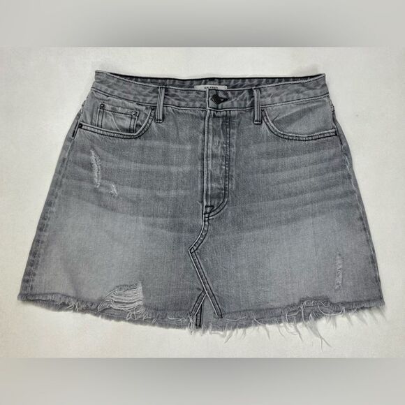GRLFRND Milla Denim Jean Mini Skirt Women Size 30 Gray Distressed - Picture 1 of 8